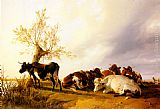 Thomas Sidney Cooper Famous Paintings - Dairy Cows Resting